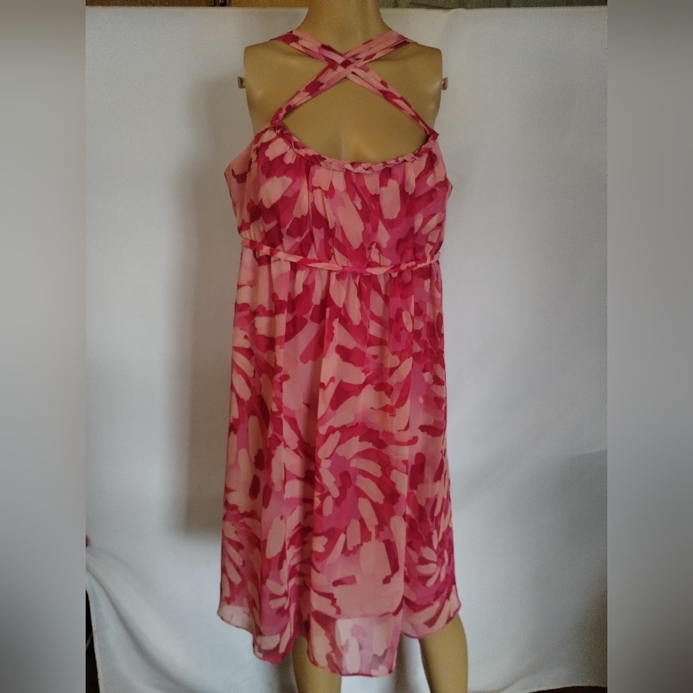David’s Bridal Pink Chiffon Dress Size 14 Bridesmaid Wedding Guest Cocktail Dres